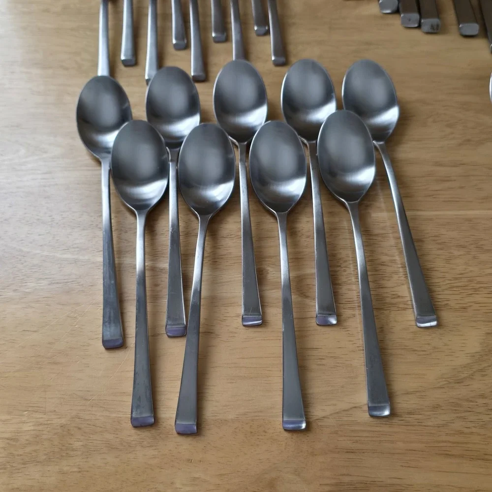 Cambridge Stainless Flatware Service for 9 Satin Tapered Handles 45 Piece Set